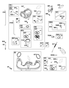 Carburetor And Fuel Supply Group Diagram and Parts List for 44U677-0011-B5 400000 - 699999 Briggs and Stratton Engine
